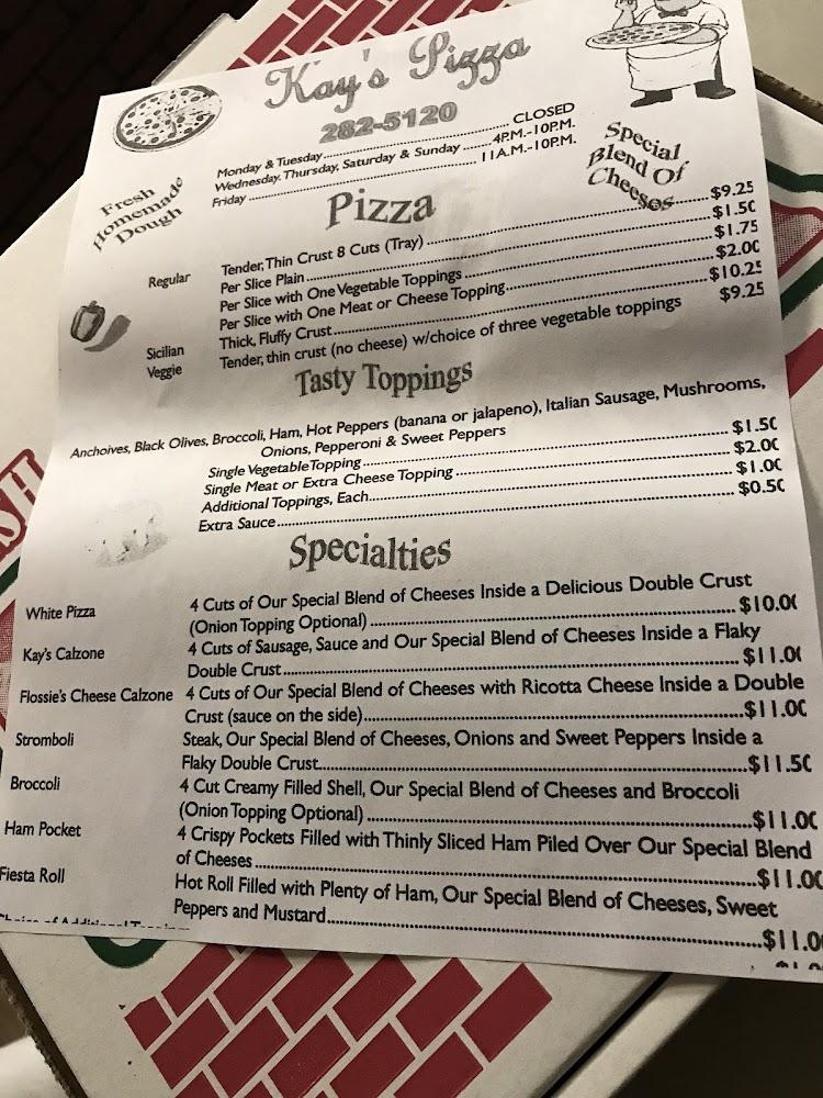 Kays Pizza Menu image 1